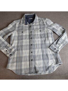 Outerknown Womens Shirt XS White Grey Flannel Blanket Shirt